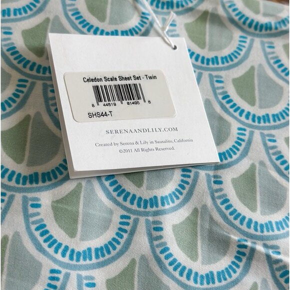 NEW Serena & Lily Celedon Scale Sheet Set (Twin)-Blue/Green - Picture 2 of 2